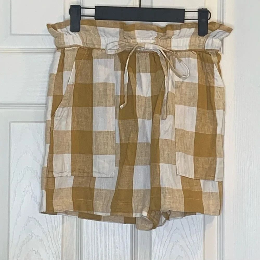 Who What Wear Gingham Honey Mustard Shorts High Rise Size XS